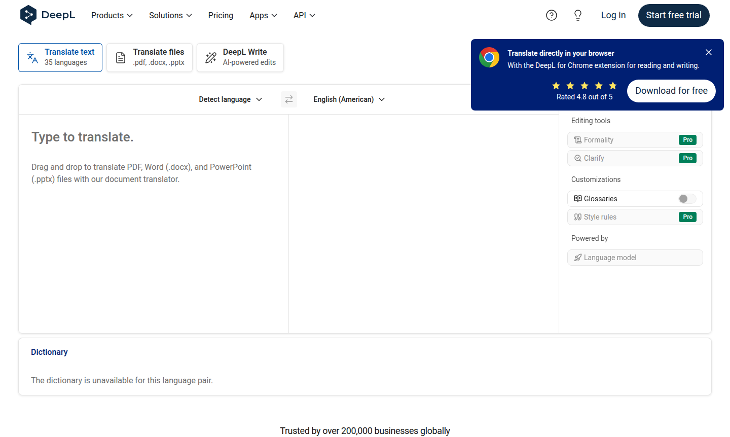DeepL application interface