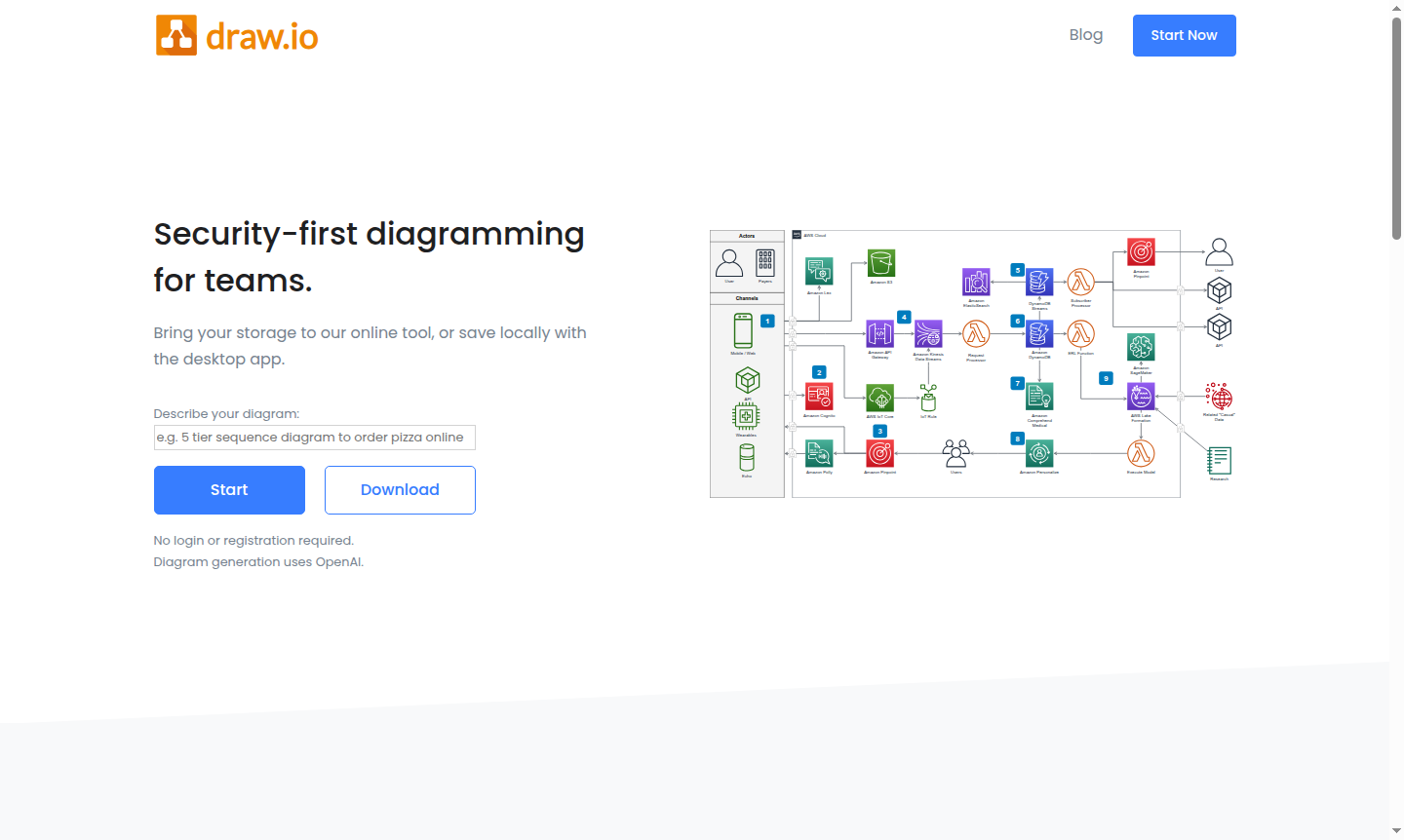draw.io application interface