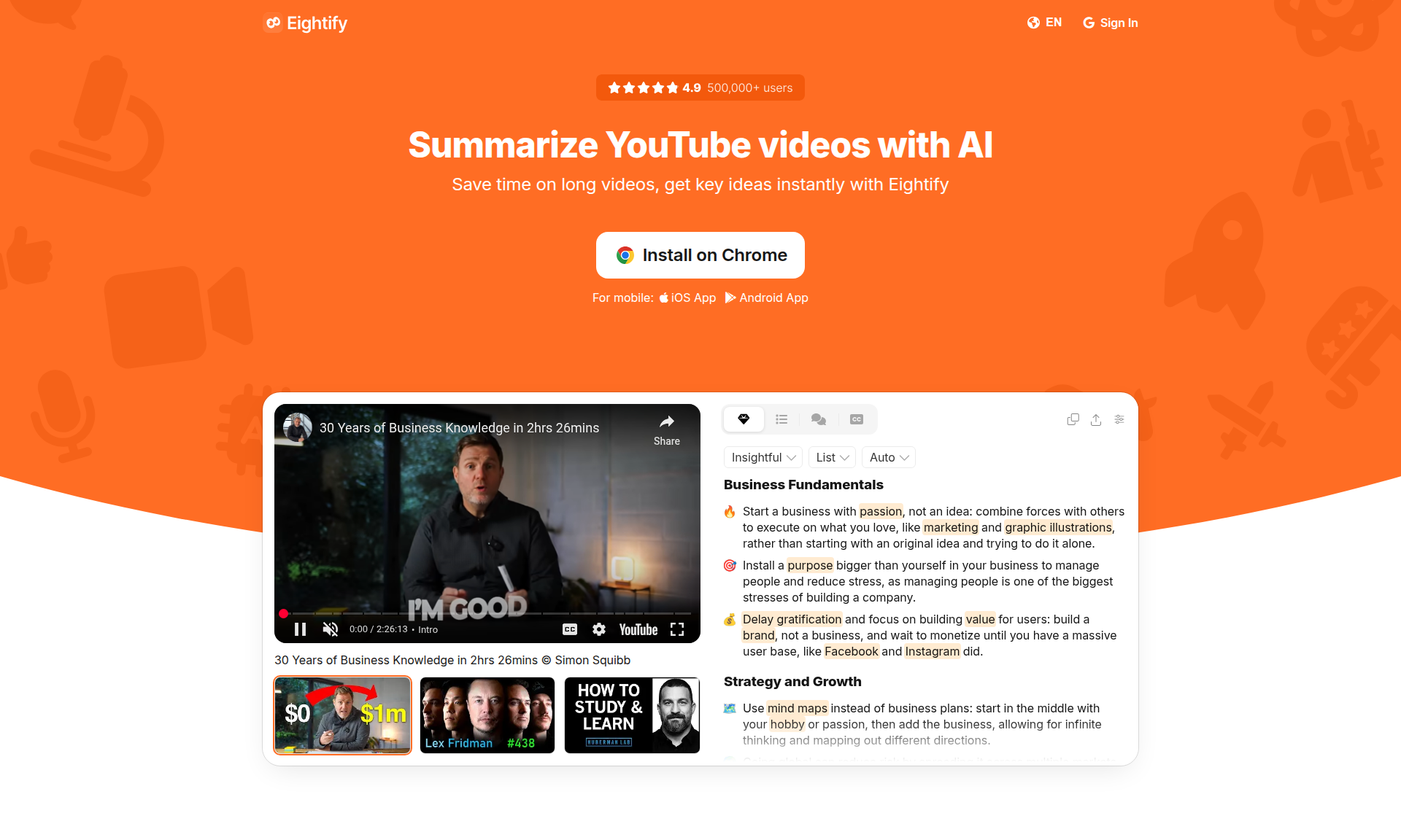Eightify YouTube Summarizer 1