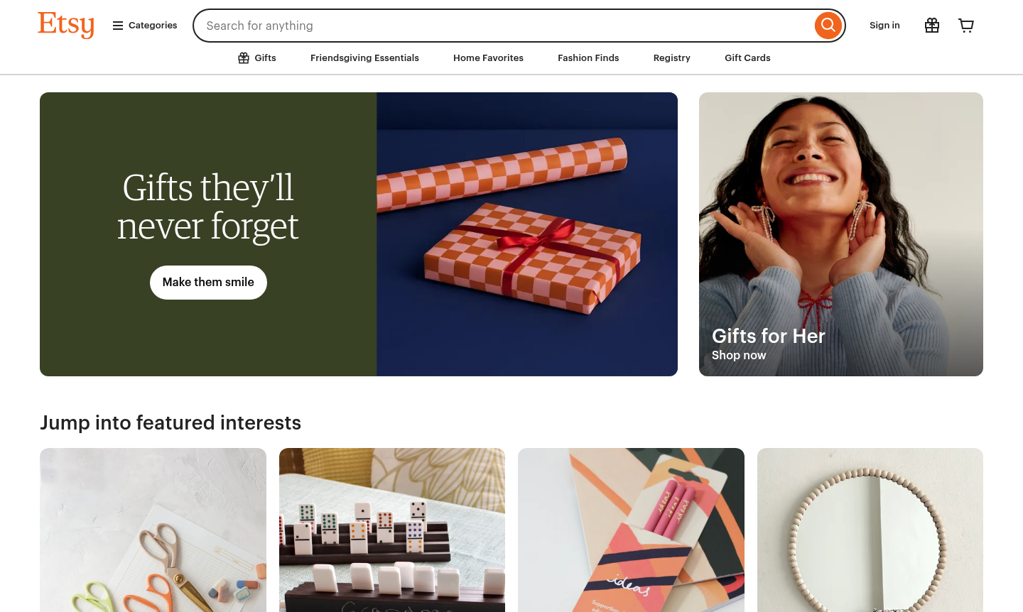 Etsy website thumbnail