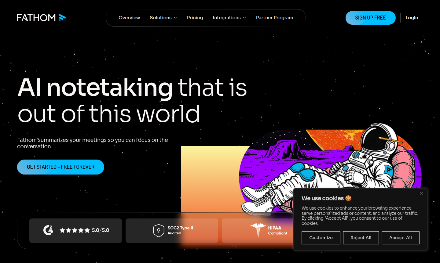 Fathom user interface showing meeting transcription