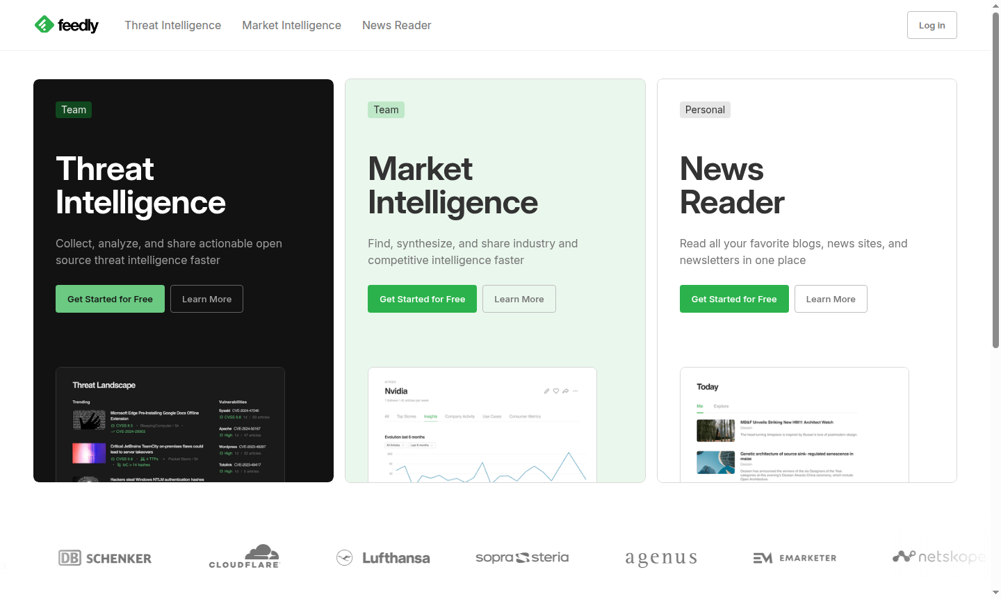 Feedly application interface