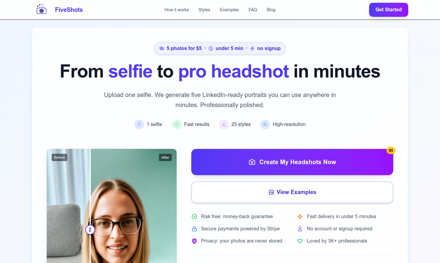 Thumbnail image for FiveShots showcasing professional headshot examples