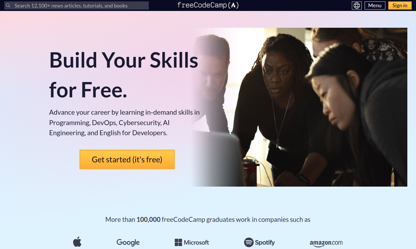 freeCodeCamp learning platform