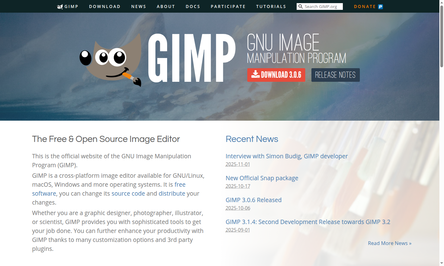 GIMP software interface