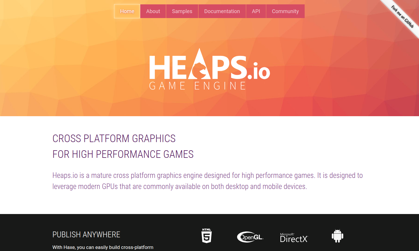 Heaps.io game engine interface showing cross-platform development environment
