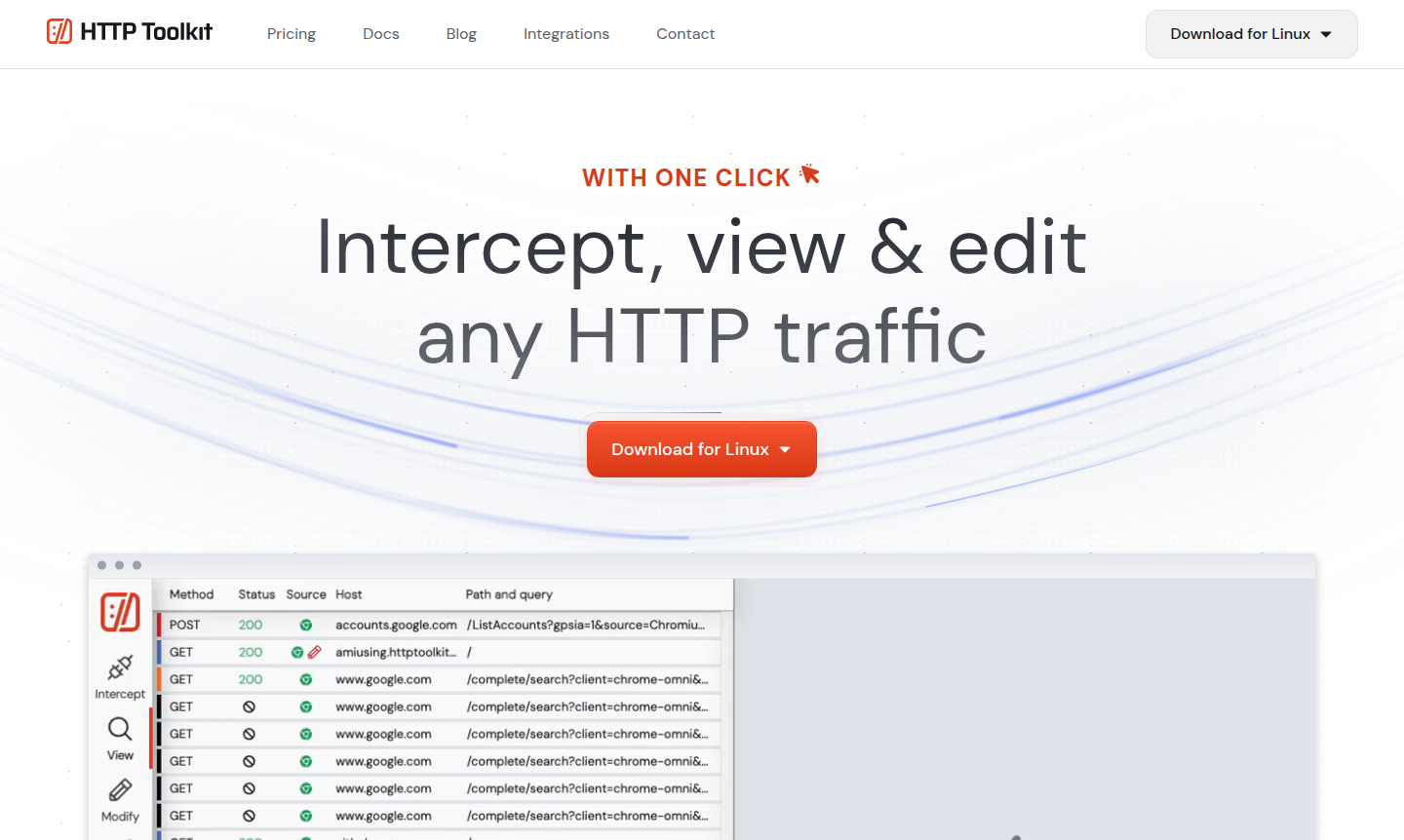 HTTP Toolkit application interface