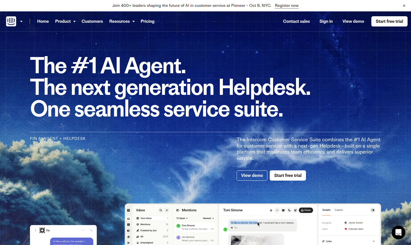 Intercom Customer Service Suite 1