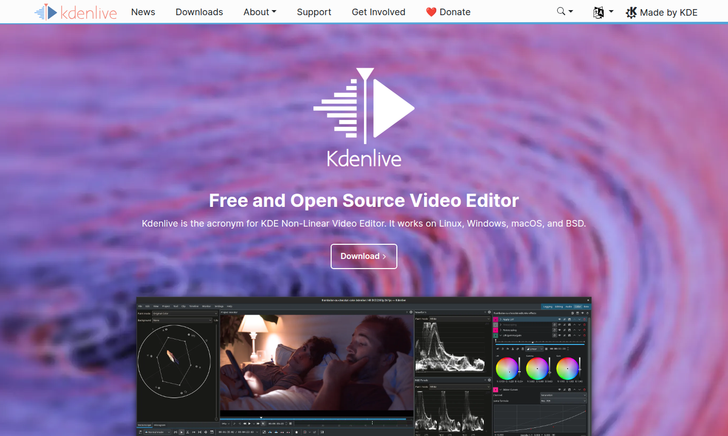 Kdenlive software interface