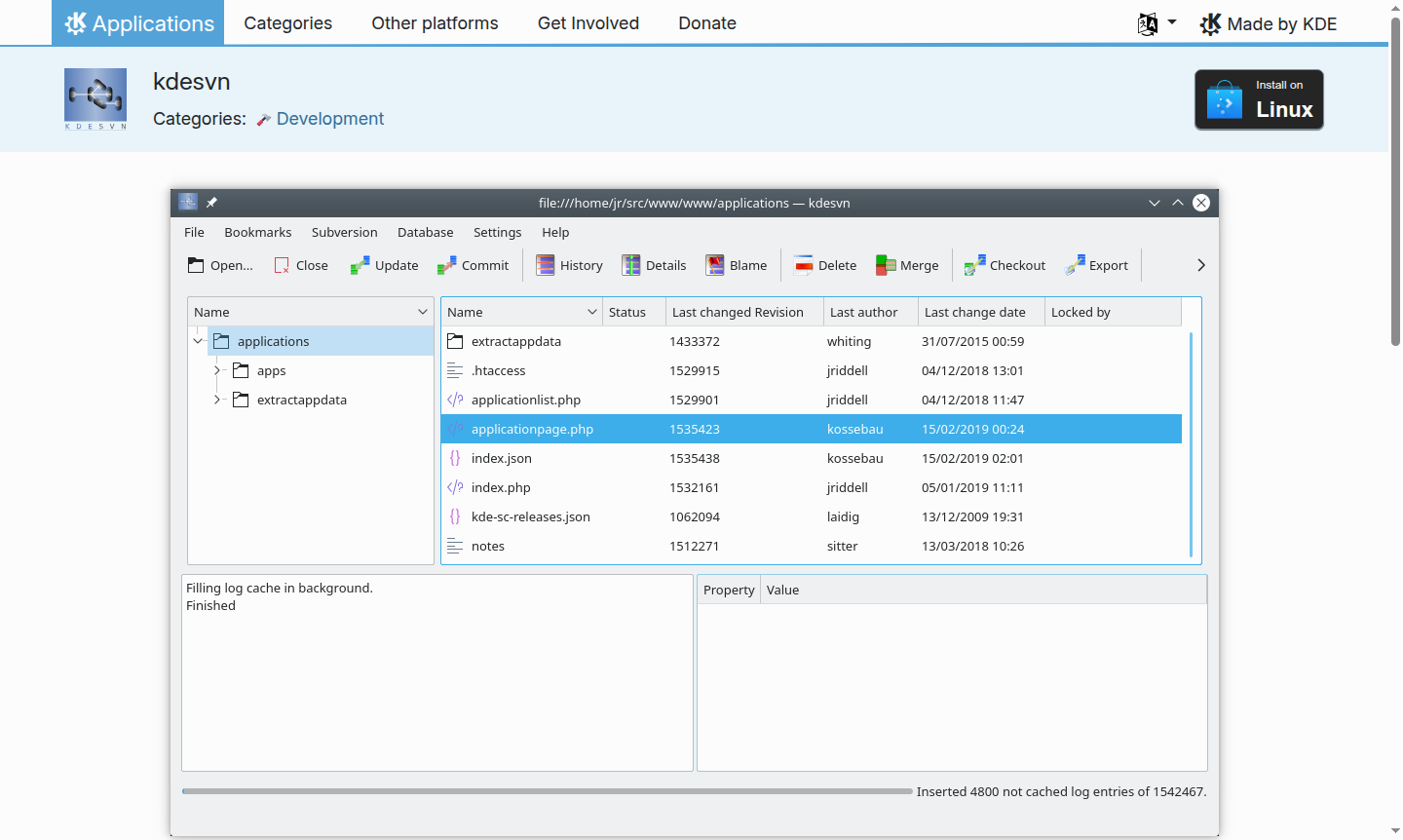 kdesvn Application Interface Thumbnail