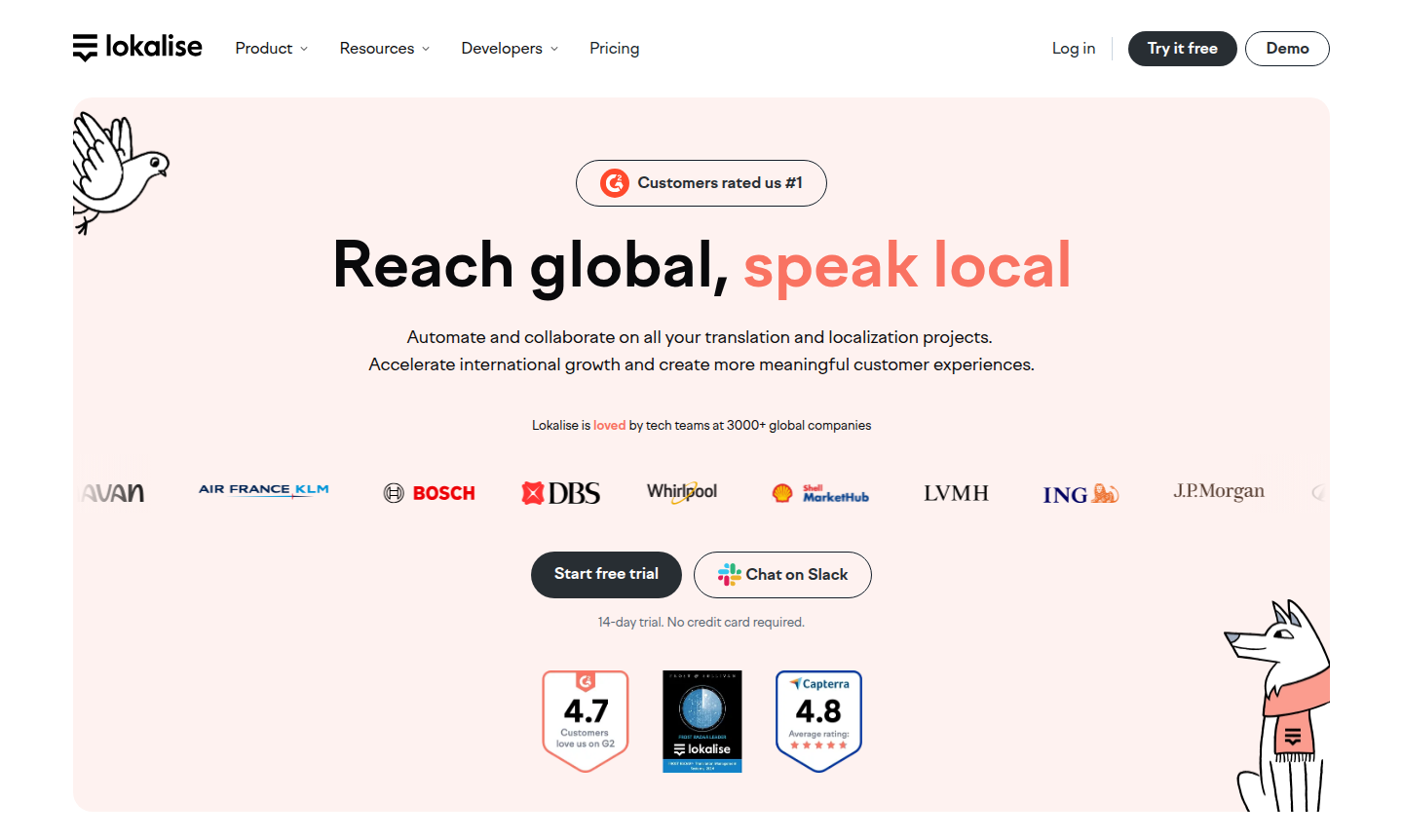 Lokalise translation management interface dashboard