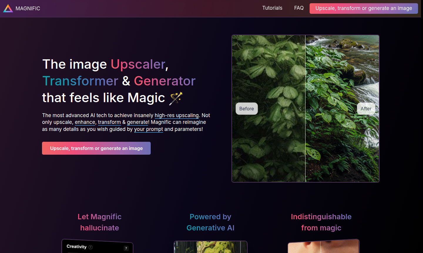 Magnific AI tool interface