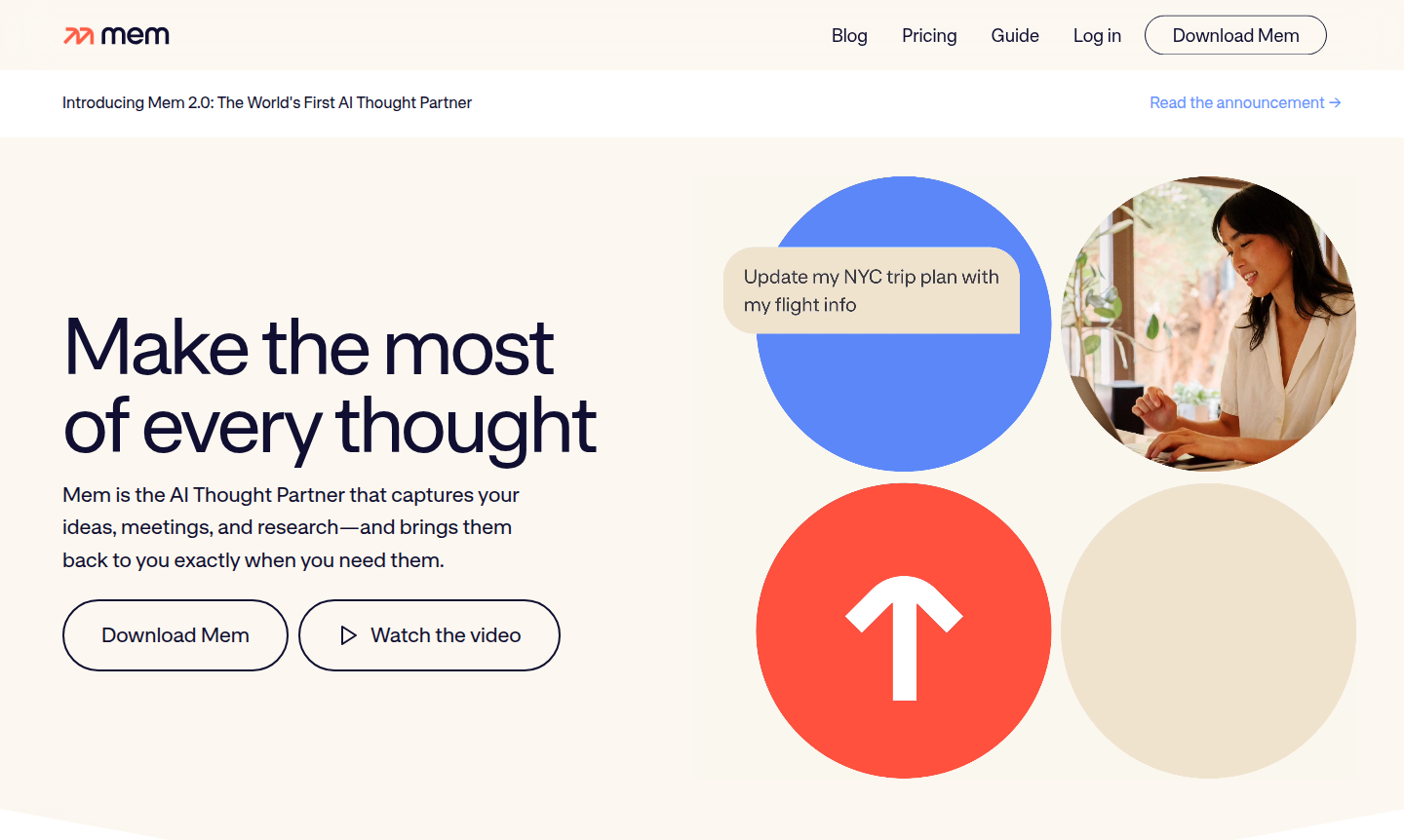 Screenshot of Mem application interface
