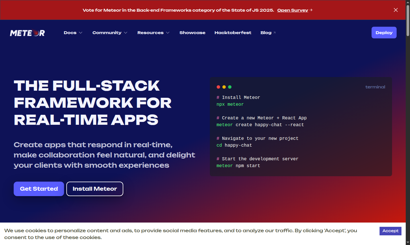 Meteor application interface