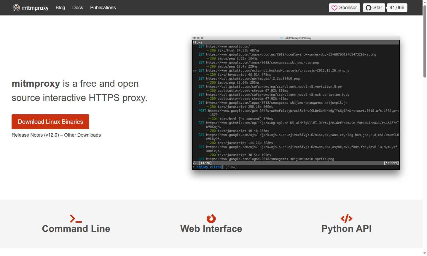 Illustration of mitmproxy intercepting and analyzing web traffic