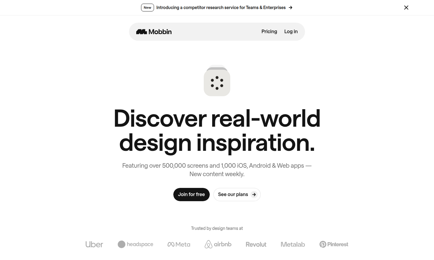 Mobbin platform interface