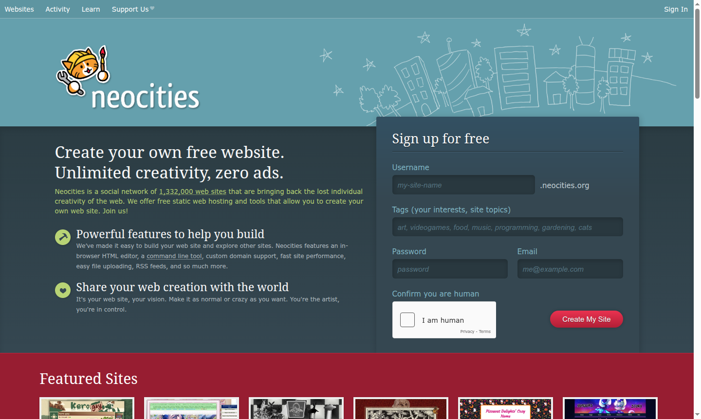 Neocities website thumbnail