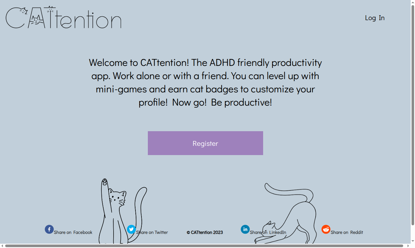CATtention app interface showing task management and gamification elements