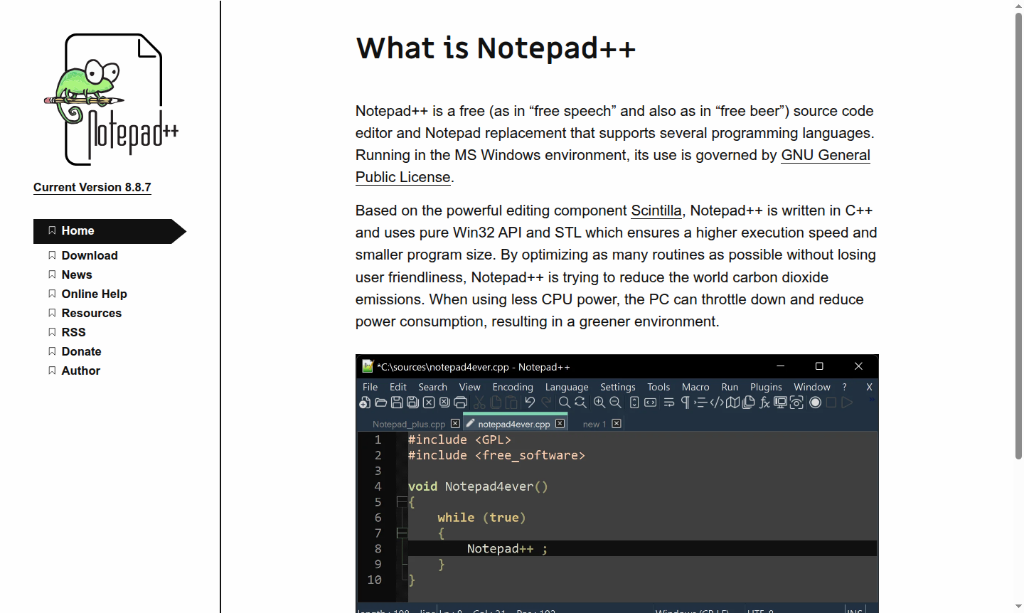 Notepad++ application interface