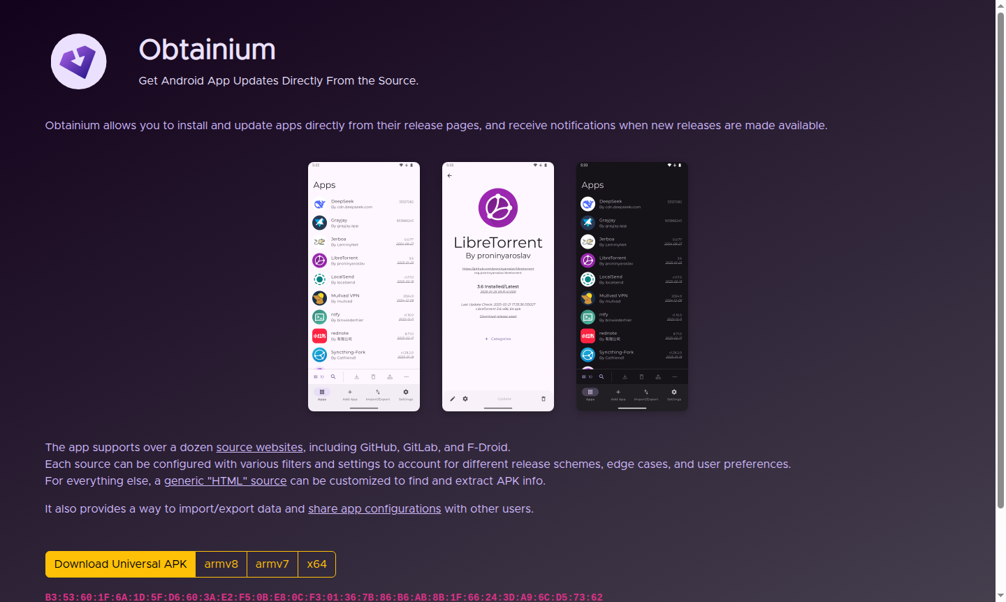 Obtainium interface screenshot