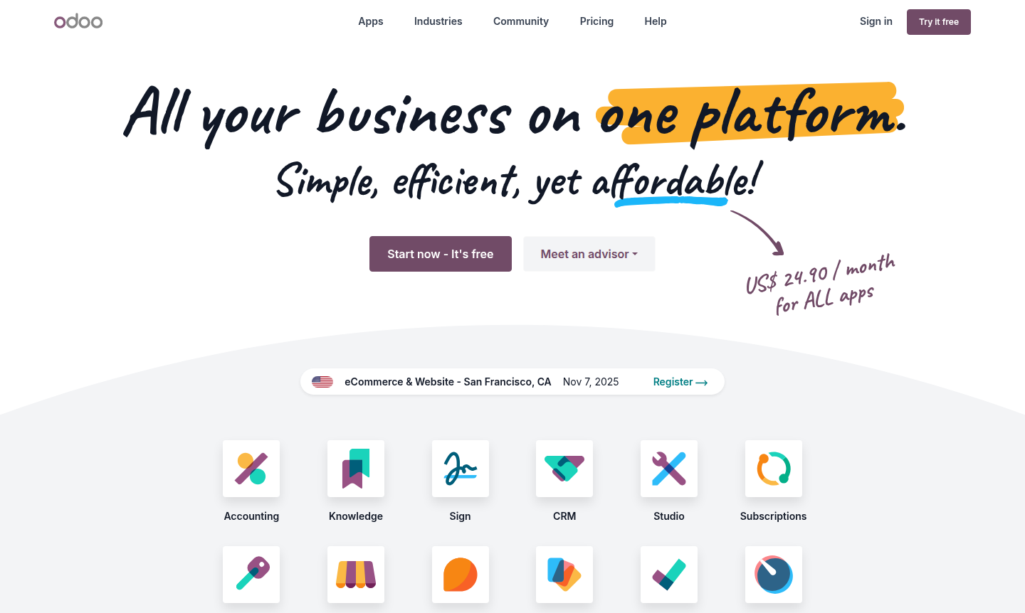Odoo platform interface