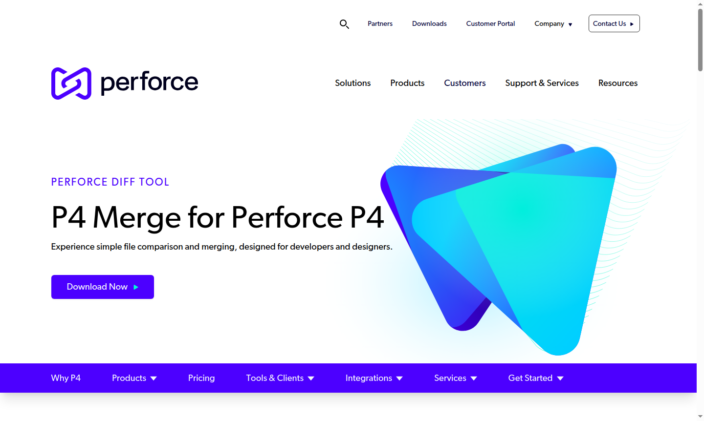 P4 Merge application interface showing file comparison