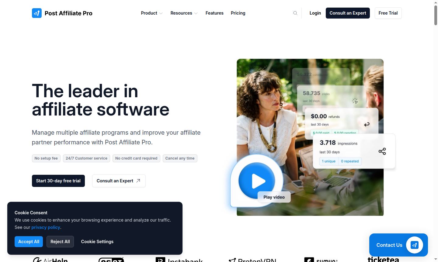 Post Affiliate Pro dashboard thumbnail