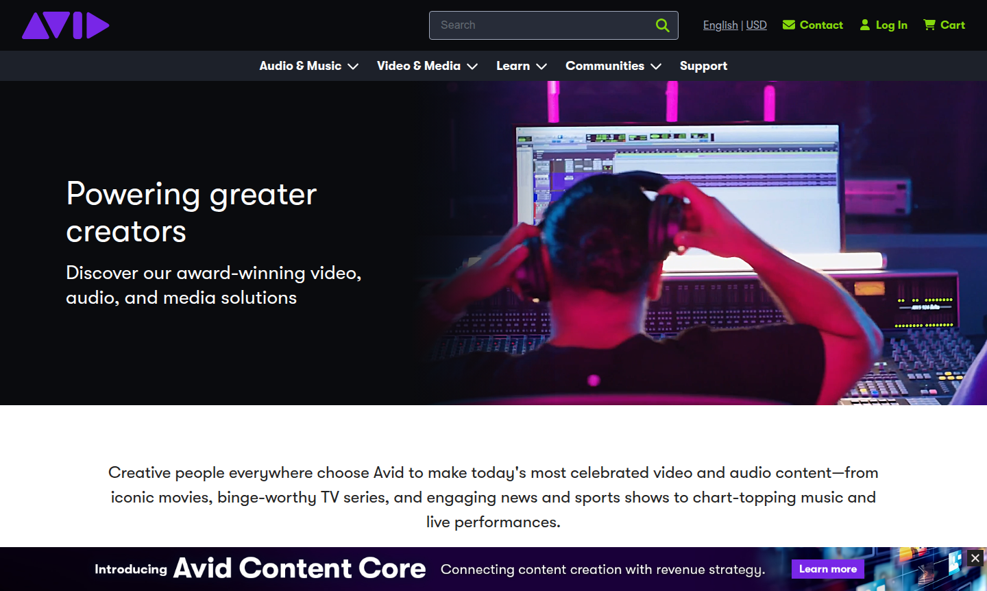 Avid software interface