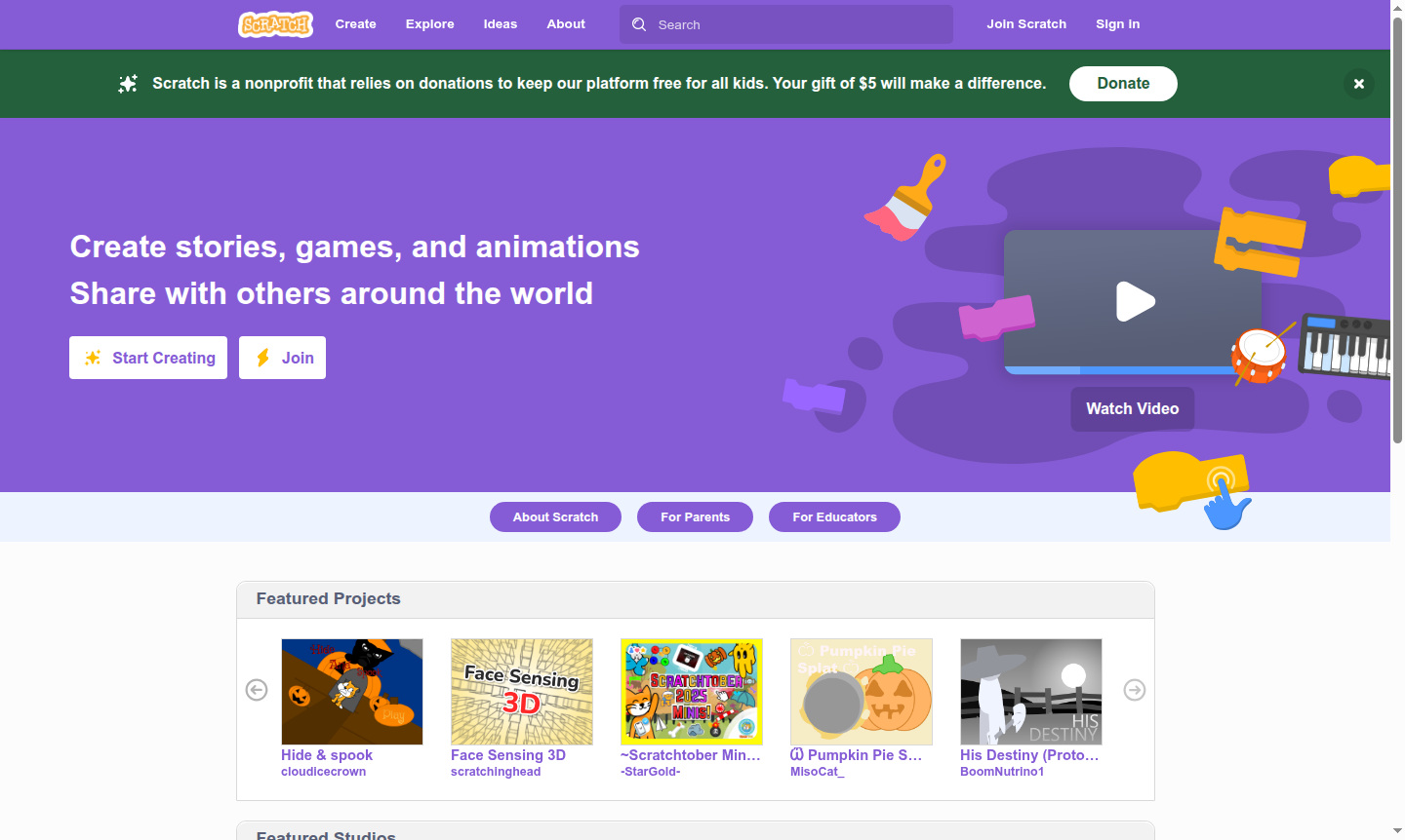 Screenshot of Scratch interface with coding blocks
