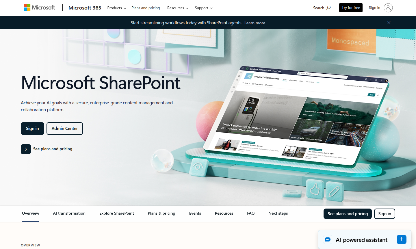 Microsoft SharePoint application interface