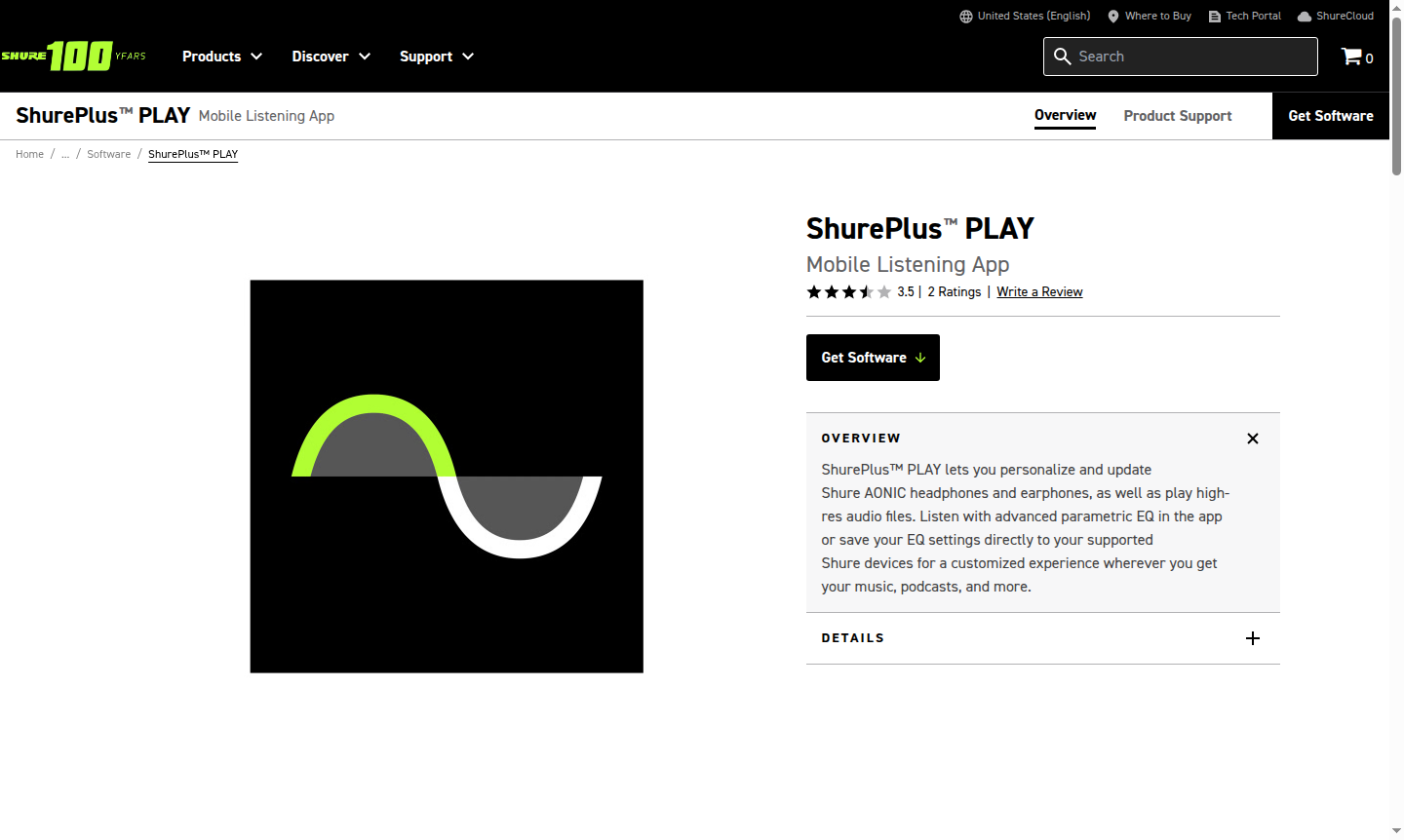 ShurePlus Mobile Listening App interface