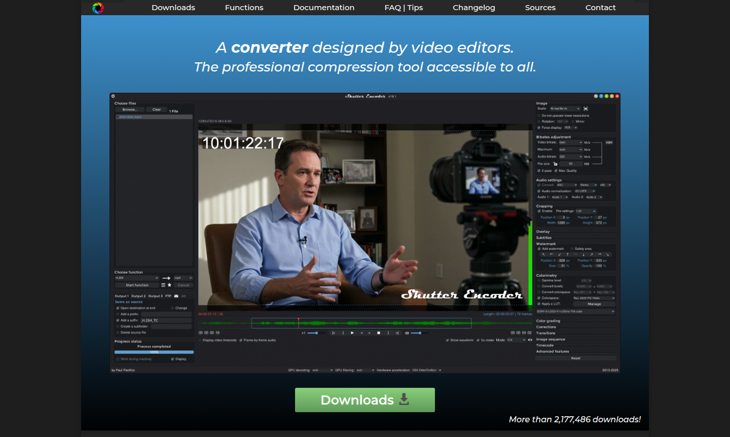 Shutter Encoder software interface