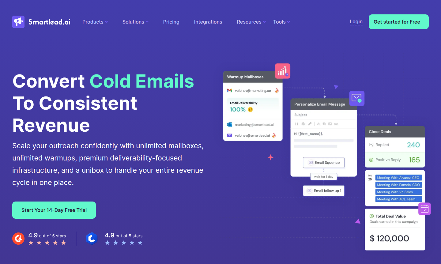 Smartlead thumbnail showing email campaign management interface