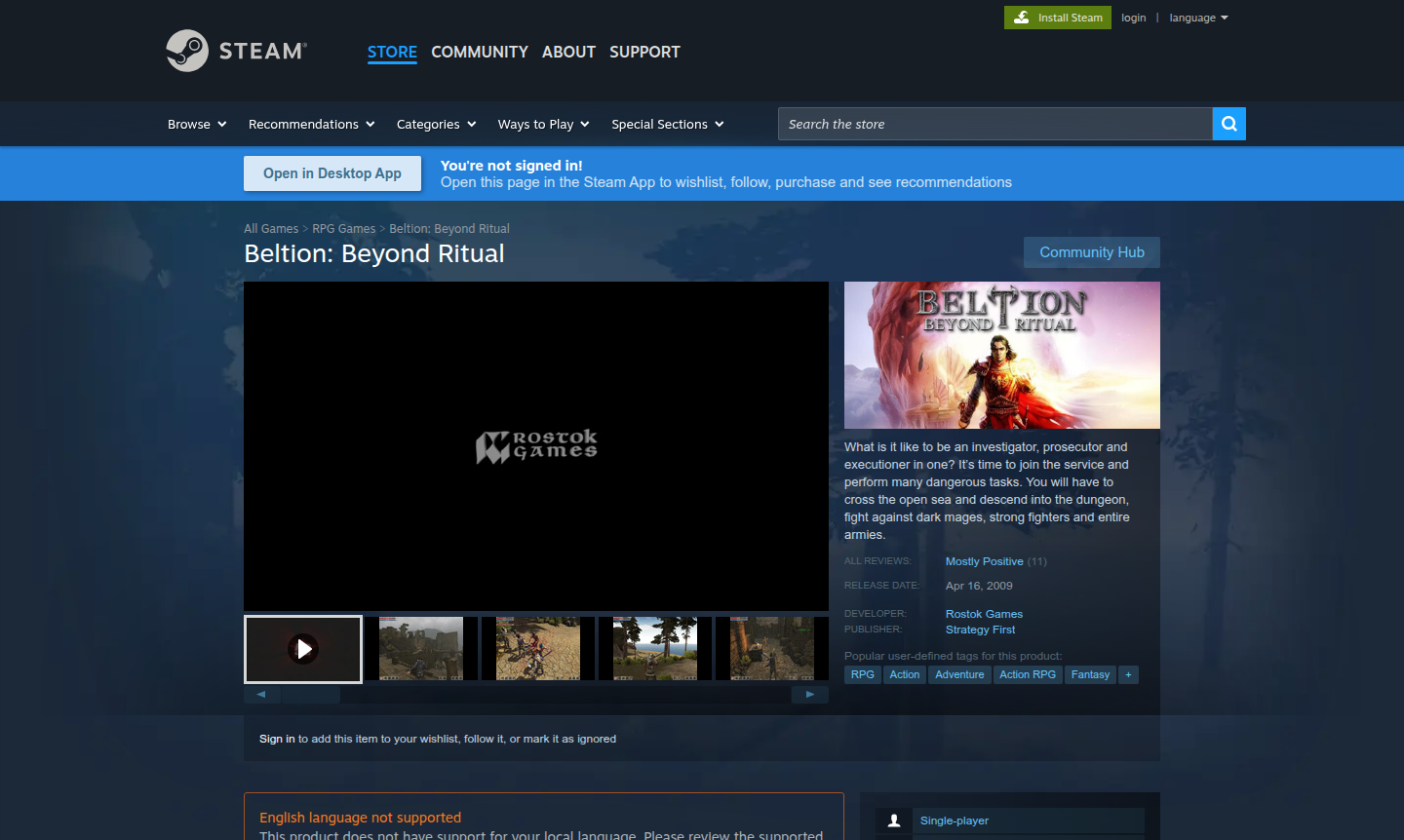 Beltion: Beyond Ritual game cover art