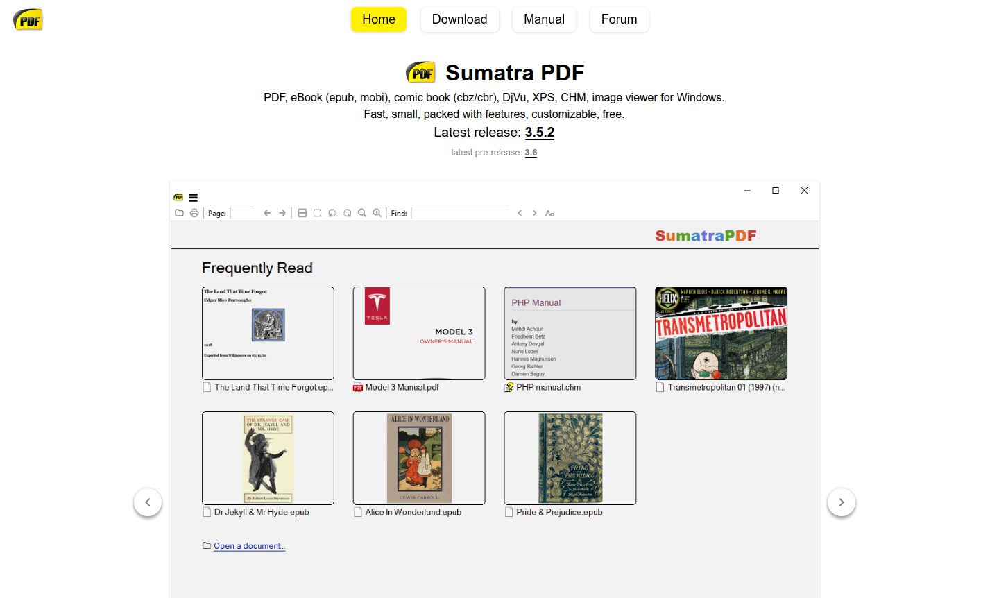 Sumatra PDF application interface showing document viewing capabilities