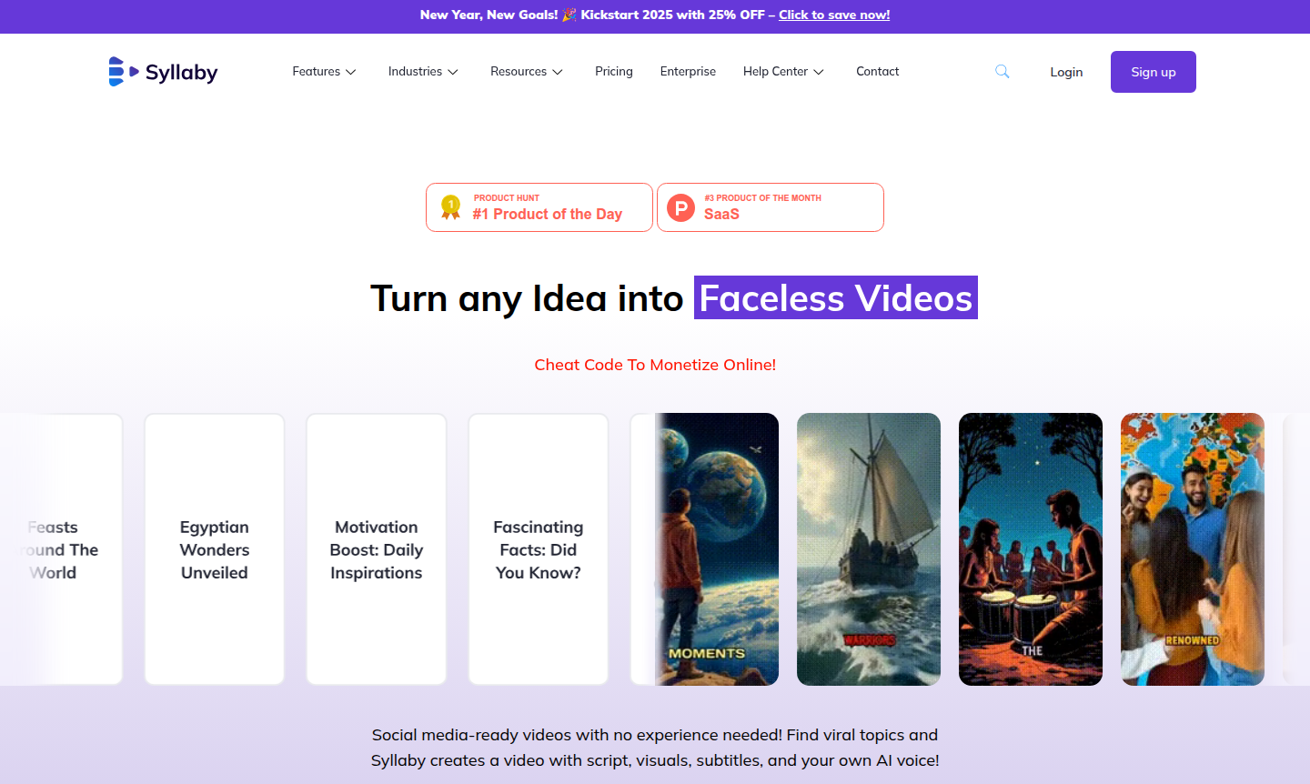 Syllaby video creation platform interface thumbnail