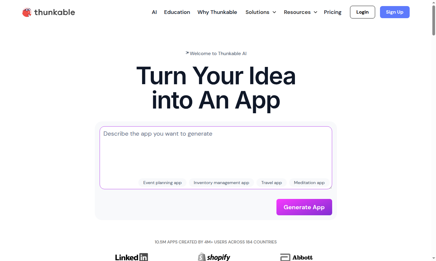 Thunkable app interface