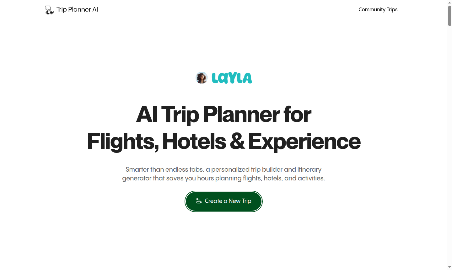 Trip Planner AI application interface