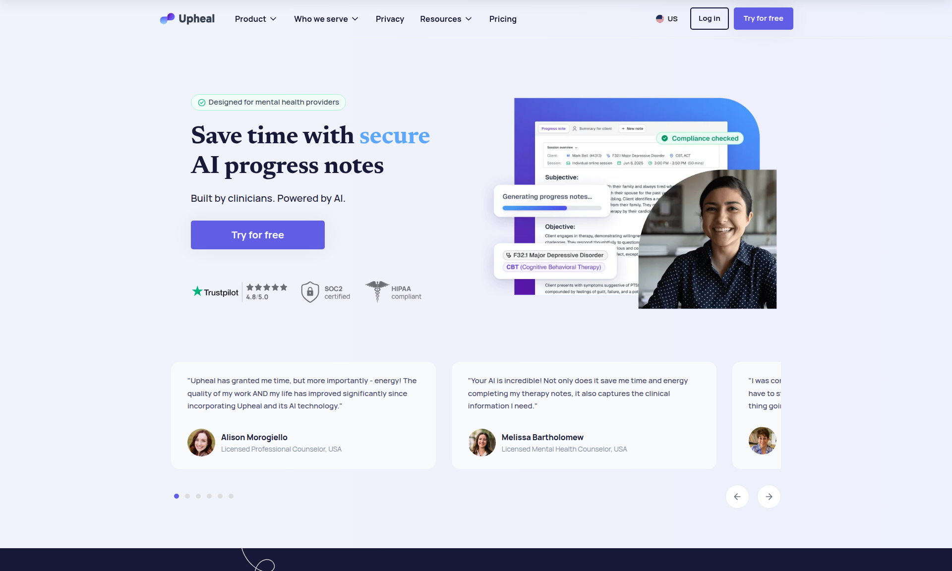 Upheal AI Therapy Notes Assistant 1