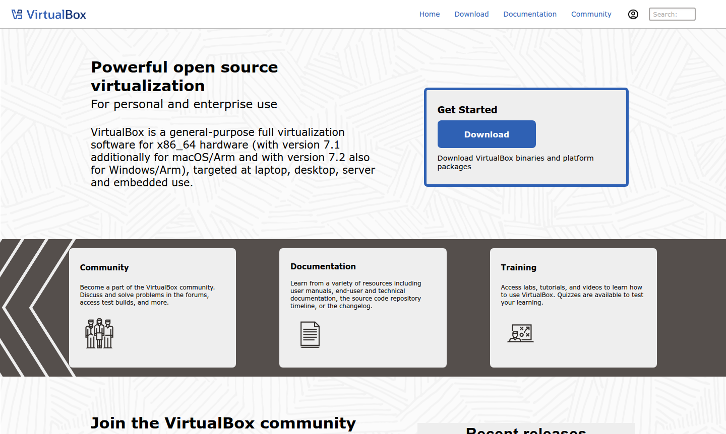 VirtualBox interface showing virtual machine management dashboard