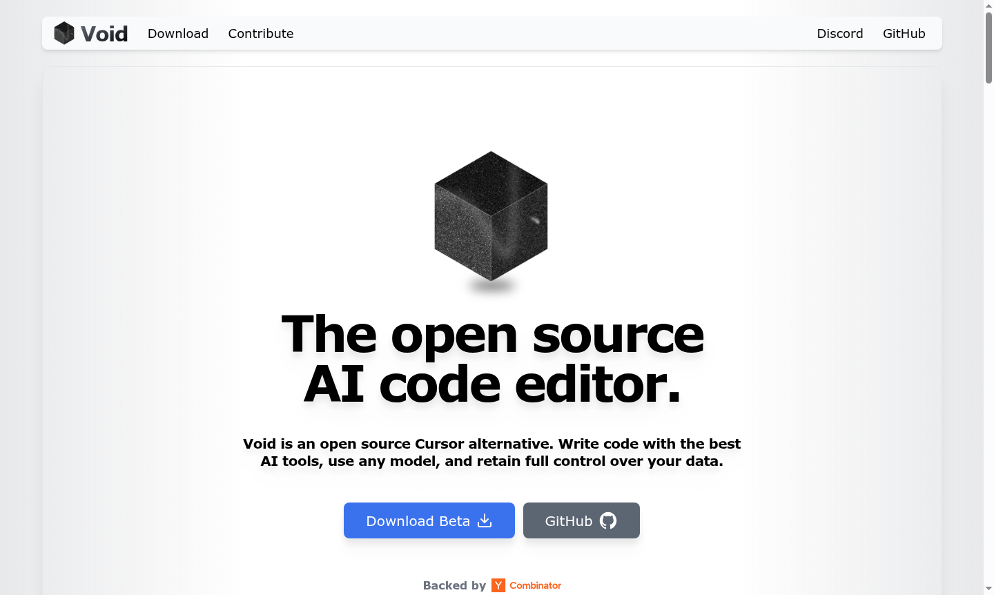 Void code editor interface screenshot