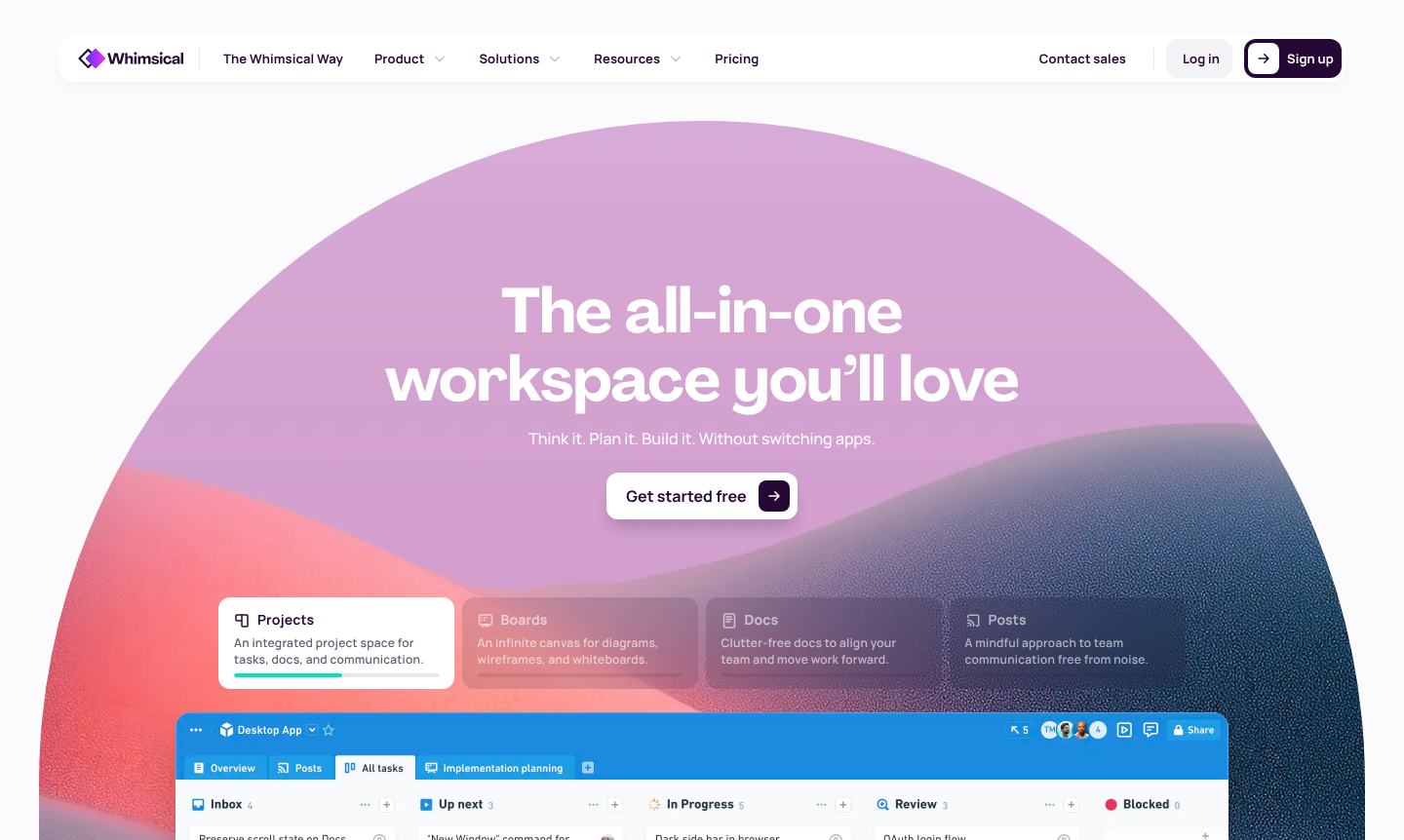 Whimsical workspace interface