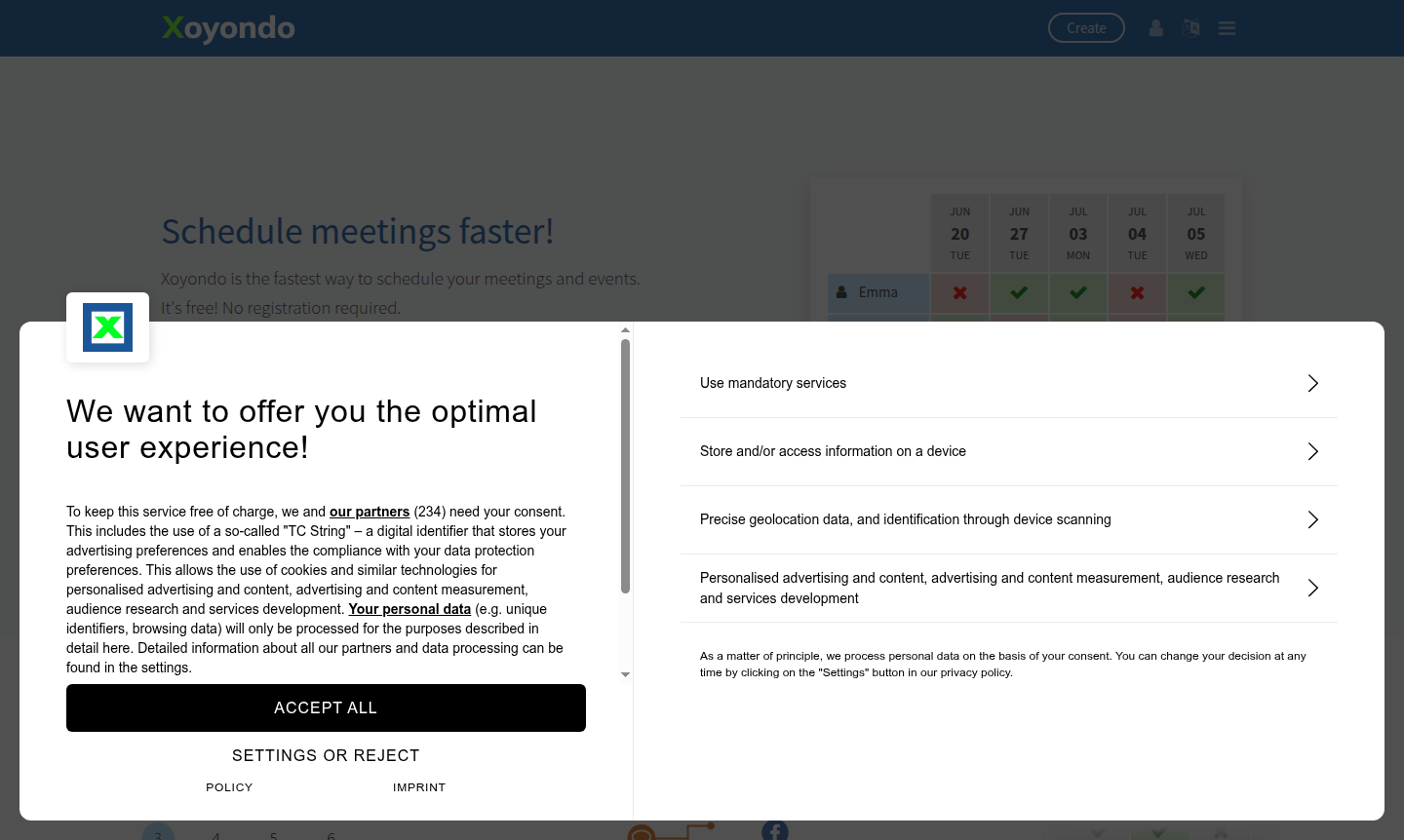 Xoyondo tool interface overview